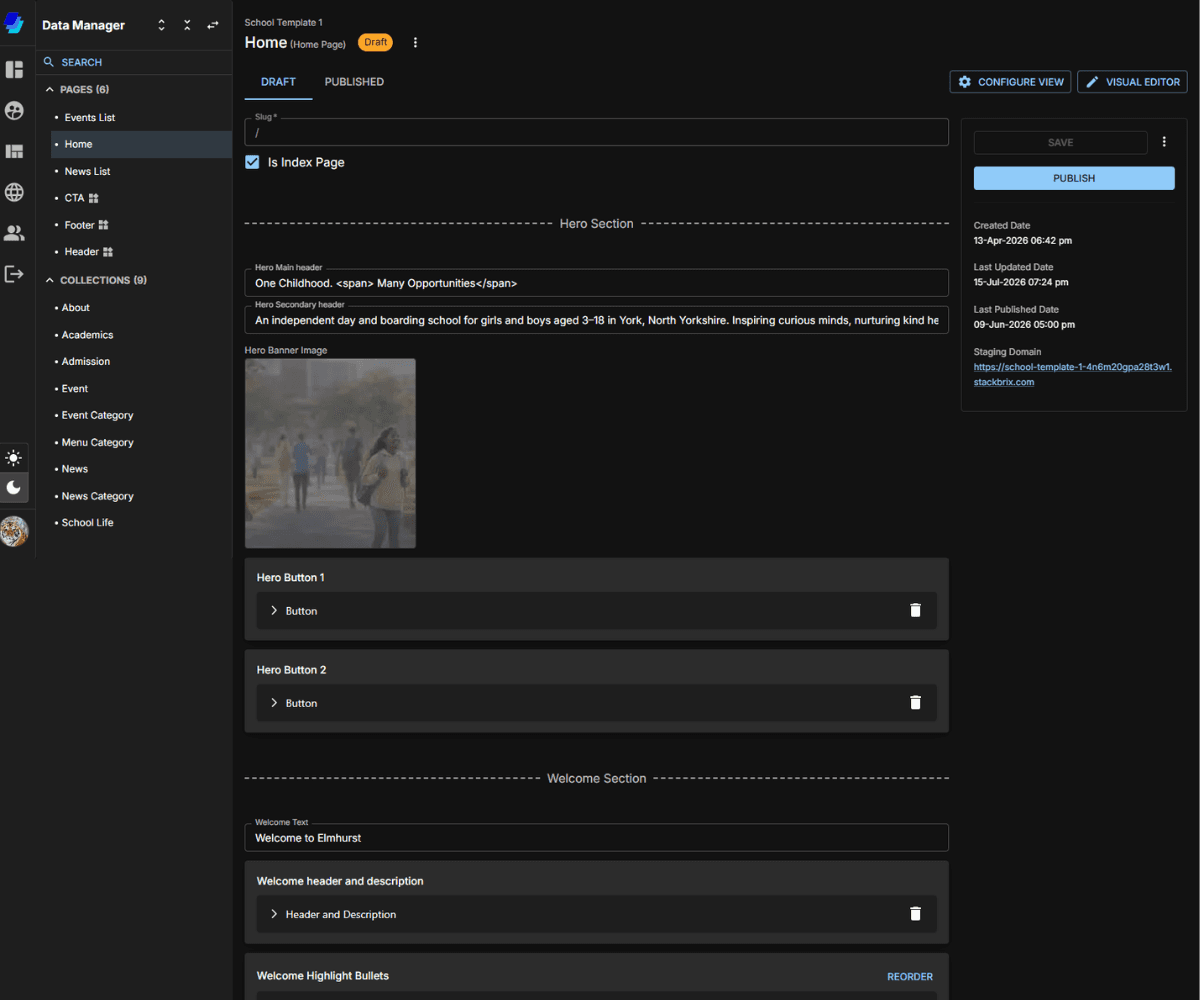 Editing a StackBrix site