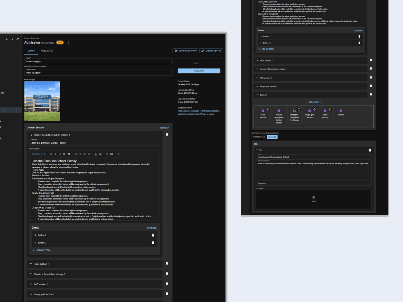 Content management dashboard